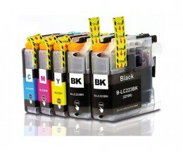 5 Cartuchos de tinta Compatibles, Brother LC-221 / LC-223 Negro 16.6ml + Colores 9ml