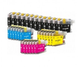 30 Cartuchos de tinta Compatibles, Brother LC-221 / LC-223 Negro 16.6ml + Colores 9ml
