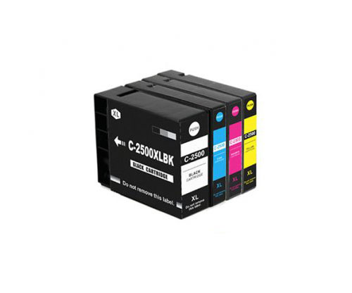 4 Cartuchos de Tinta Compatibles, Canon PGI-2500 XLBK Negro 74.6ml + Colores 20.4ml