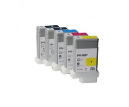 5 Cartuchos de Tinta Compatibles, Canon PFI-102 Negro + Colores 130ml
