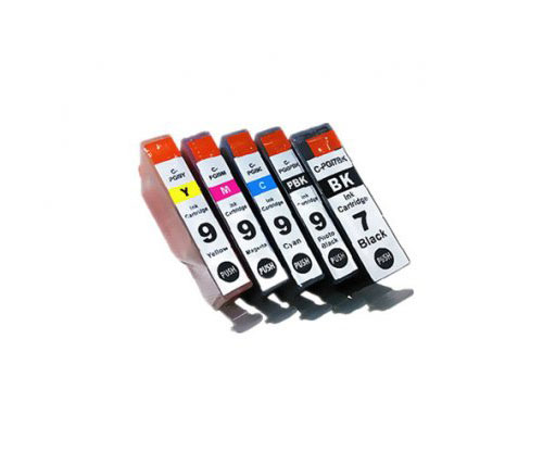 5 Cartuchos de Tinta Compatibles, Canon PGI-7 Negro 24ml + PGI-9 Colores 13.4ml