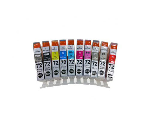 10 Cartuchos de Tinta Compatibles, Canon PGI-72 Negro + Colores 14ml
