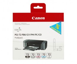 5 Cartuchos de tinta Originales, Canon PGI-72 PBK / GY / PM / PC / CO 14ml