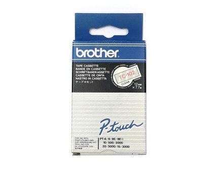 Cinta Original Brother TC-102 Rojo en Transparente 12mm x 7.7m