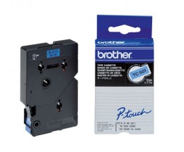 Cinta Original Brother TC-501 Negro en Azul 12mm x 7.7m