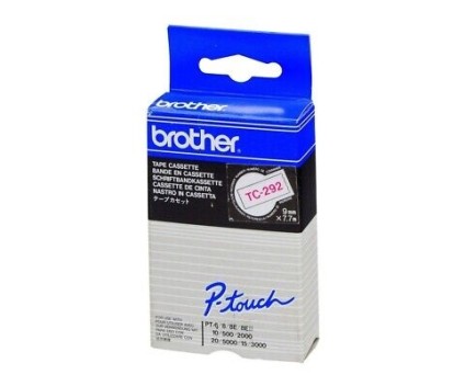 Cinta Original Brother TC-292 Rojo en Blanco 9mm x 7.7m