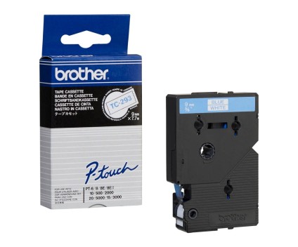 Cinta Original Brother TC-293 Azul en Blanco 9mm x 7.7m