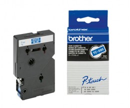 Cinta Original Brother TC-595 Blanco en azul 9mm x 7.7m