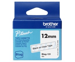Cinta Original Brother BTAG-131 negro sobre transparente 12mm x 4m