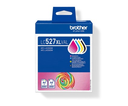 4 Cartuchos de tinta Originales, Brother LC-527 XLVAL Negro + Colores ~ 3.000 / 2.000 pages