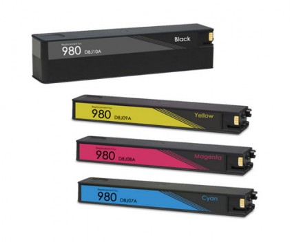 4 Cartuchos de Tinta Compatibles, HP 980 Negro 256ml + Colores 110ml