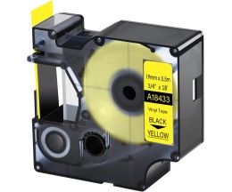 Cinta Compatible DYMO 18433 Vinyl Negro / Amarillo 19mm x 5.5m