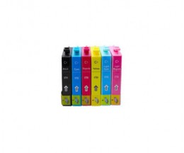 6 Cartuchos de Tinta Compatibles, Epson T0791-T0796 Negro + Colores 17ml