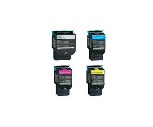 4 Cartuchos de Toneres Compatibles, Lexmark C544X Negro + Colores ~ 6.000 / 4.000 Paginas