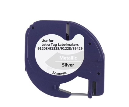 Cinta Compatible DYMO S0721730 12m x 4m Texto negro sobre fondo metalico