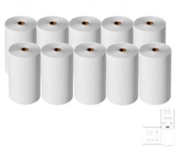 10 Rollos de Papel Térmico 75x55x12mm