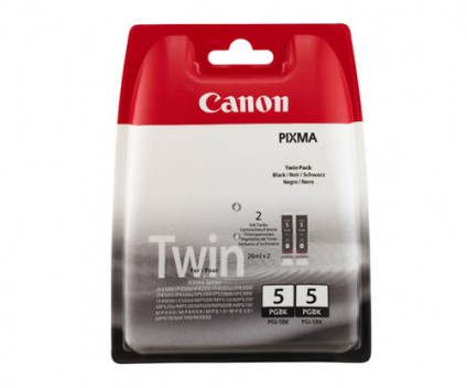 2 Cartuchos de tinta Originales, Canon PGI-5BK Negro 26ml