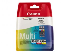 3 Cartuchos de tinta Originales, Canon CLI-526 Colores 9ml