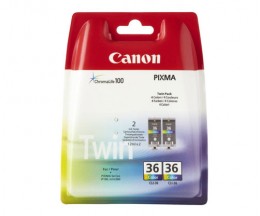 2 Cartuchos de tinta Originales, Canon CLI-36 Colores 12ml