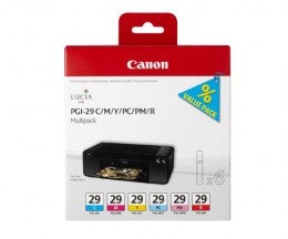 6 Cartuchos de tinta Originales, Canon PGI-29 C / M / Y / PC / PM / R