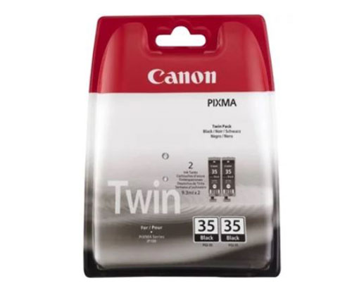 2 Cartuchos de tinta Originales, Canon PGI-35 Negro 9.3ml