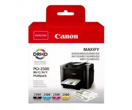 4 Cartuchos de tinta Originales, Canon PGI-2500 Negro + Colores 71ml / 19ml ~ 2.500 / 1.700 Paginas