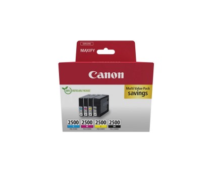 4 Cartuchos de tinta Originales, Canon PGI-2500 Negro + Colores 29.1ml / 9.6ml ~ 1.000 / 700 Paginas