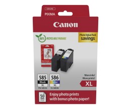 2 Cartuchos de tinta Originales, Canon PG-585 XL / CL-586 XL Negro + Colores ~ 300 Pages