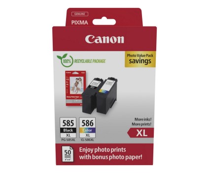 2 Cartuchos de tinta Originales, Canon PG-585 XL / CL-586 XL Negro + Colores ~ 300 Pages