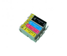 4 Cartuchos de Tinta Compatibles, Epson T0321-T0324 Negro 36ml + Colores 18ml