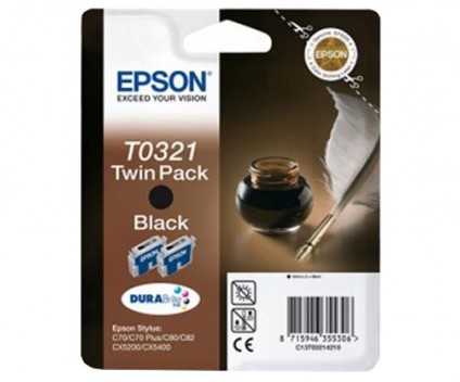 2 Cartuchos de tinta Originales, Epson T0321 Negro 33ml