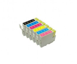 6 Cartuchos de Tinta Compatibles, Epson T0331-T0336 Negro + Colores 13ml