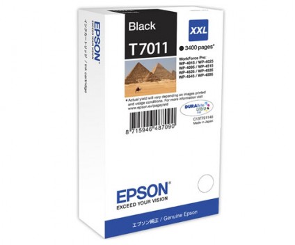 Cartucho de Tinta Original Epson T7011 Negro 63.2ml ~ 3.400 Paginas