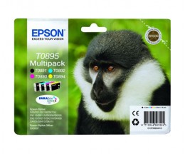 4 Cartuchos de tinta Originales, Epson T0895 / T0891-T0894 Negro 5.8ml + Colores 3.5ml
