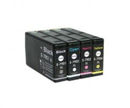 4 Cartuchos de Tinta Compatibles, Epson T7891-T7894 Negro 65ml + Colores 35ml