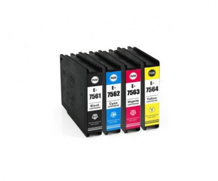 4 Cartuchos de Tinta Compatibles, Epson T7561-T7564 / T7551-T7554 Negro 100ml + Colores 39ml ~ 5.000 / 4.000 Paginas