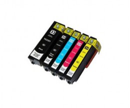 5 Cartuchos de Tinta Compatibles, Epson T3351 / 33 XL Negro 24.4ml + T3361-T3364 13.8ml