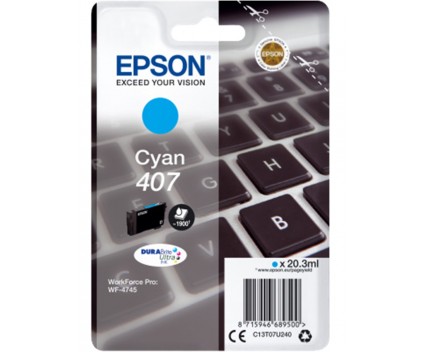 Cartucho de Tinta Original Epson T07U2 / 407 Cyan 20.3ml ~ 1.900 Pages