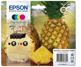 4 Cartuchos de tinta Originales, Epson T10G6 / 604 Negro 3.4ml + Colores 2.4ml