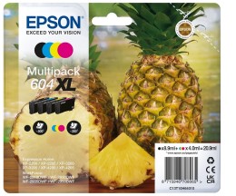 4 Cartuchos de tinta Originales, Epson T10H6 / 604 XL Negro 8.9ml + Colores 4ml