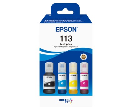 4 Cartuchos de Tinta, Original Epson T06B6 / 113 Negro 127ml + Colores 70ml