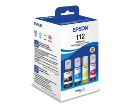4 Cartuchos de Tinta, Original Epson T06C6 / 112 Negro 127ml + Colores 70ml
