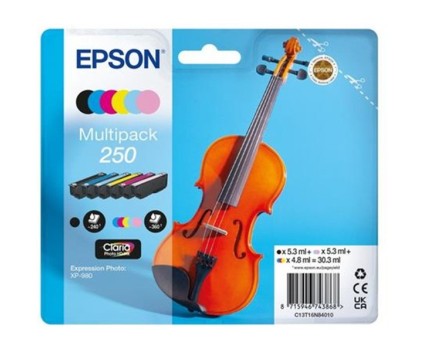 6 Cartuchos de tinta Originales, Epson T16N8 / 250 Negro 5.3ml + Colores 4.8ml