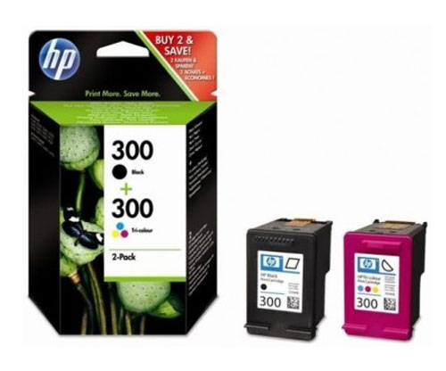 2 Cartuchos de tinta Originales, HP 300 Negro 4ml + Colores 4ml