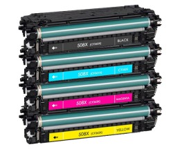 4 Cartuchos de Toneres Compatibles, HP 508X Negro + Colores ~ 12.500 / 9.500 Paginas